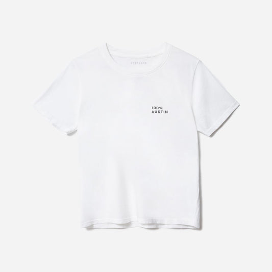 The 100% Austin Box-Cut Tee | White / Black