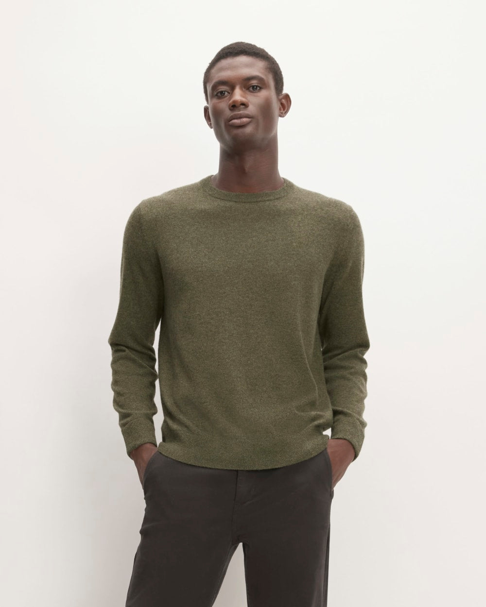 The Grade-A Cashmere Crew | Heathered Army Green