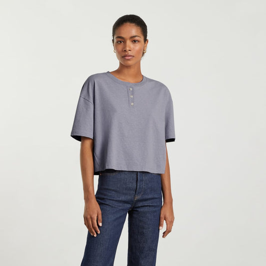 The Vintage Henley Hemp Tee | Lilac Grey