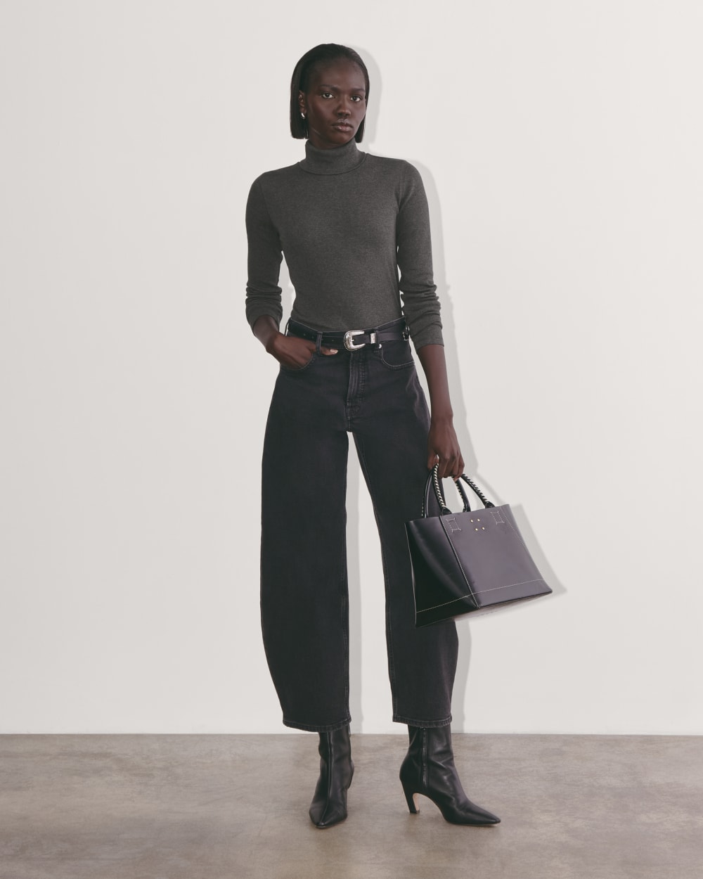 The Luxe Rib Turtleneck | Heathered Soot