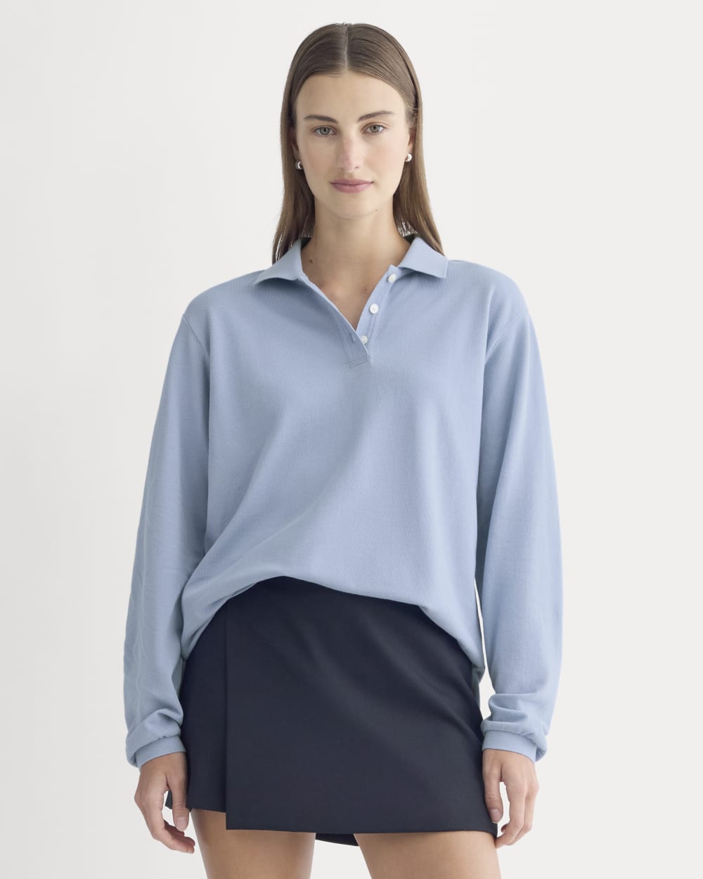 Oversized Pique Polo | Soft Blue