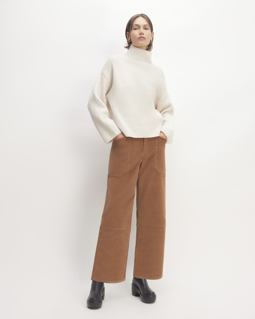 The Felted Merino Funnel-Neck Pullover | Heathered Oat