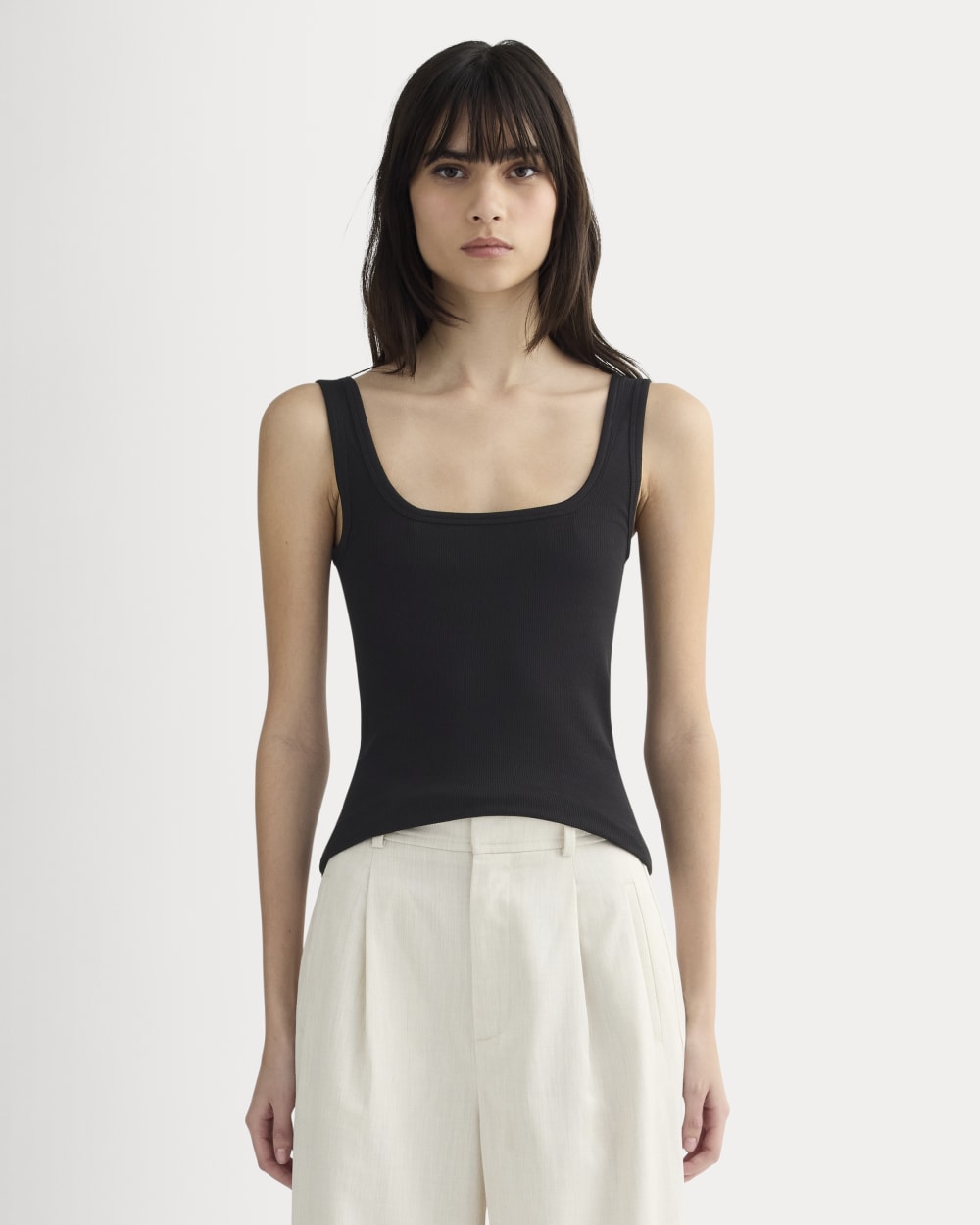 The Luxe Rib Square-Neck Tank | Black