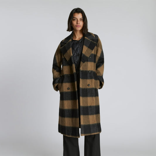 The Brushed Italian ReWool® Peacoat | Camel Buffalo Check