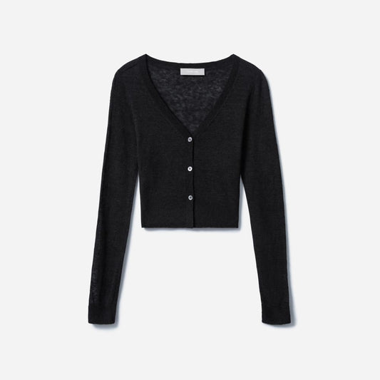 The Featherweight Alpaca Cardigan | Heathered Black
