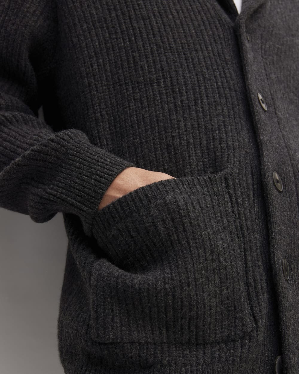 The Felted Merino Shawl Collar Cardigan | Charcoal