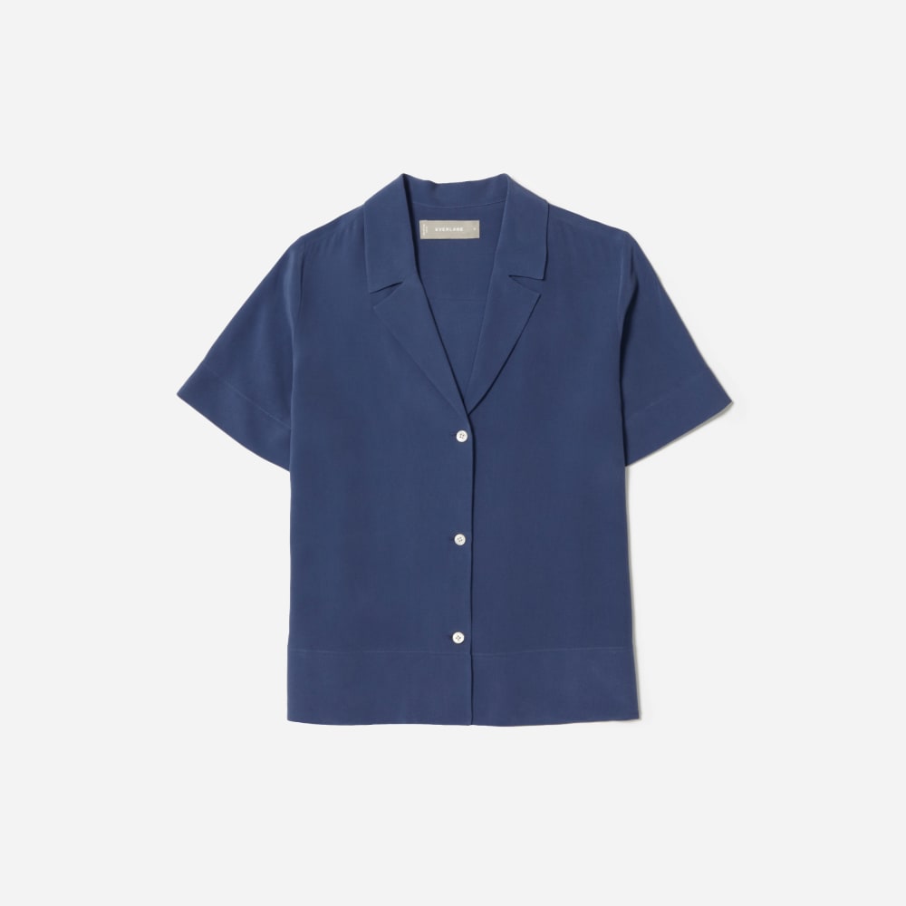 The Clean Silk Short-Sleeve Notch Shirt | French Blue