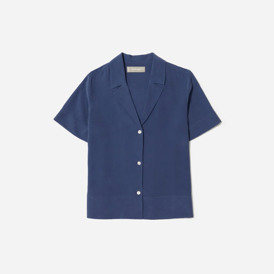 The Clean Silk Short-Sleeve Notch Shirt | French Blue