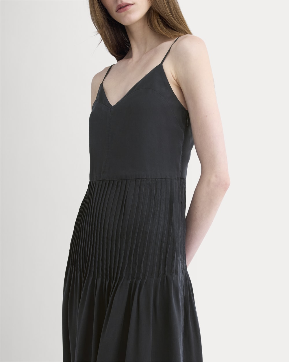The Pleated Slip Dress in Butterlite | Black
