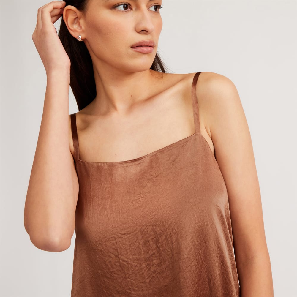 The Satin Square-Neck Slip Dress | Carob Brown