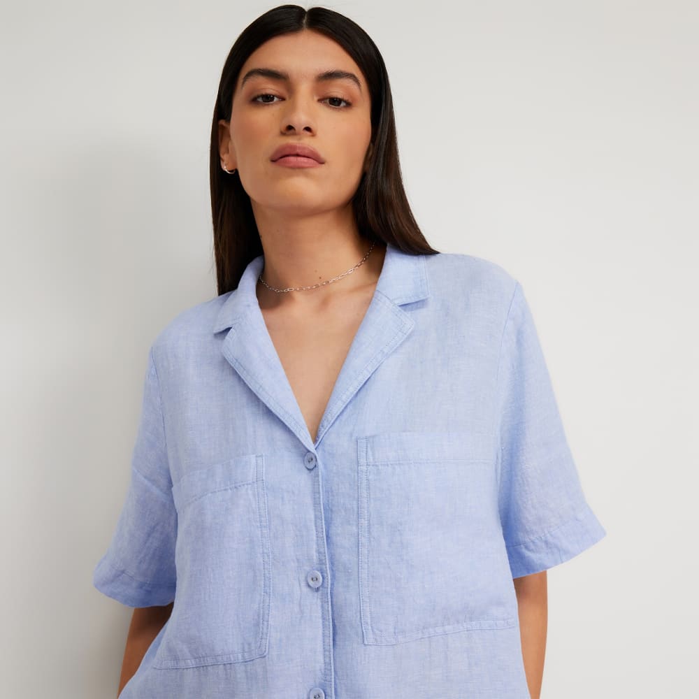 The Linen Workwear Dress | Light Blue