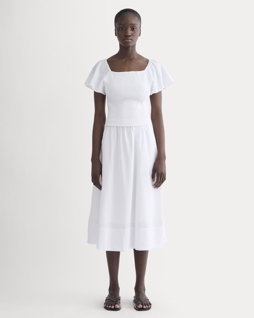 The Gauze Smocked Top | White