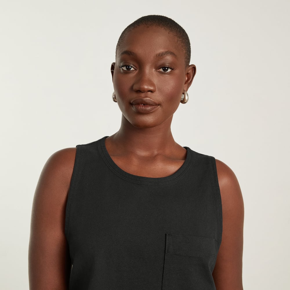 The Premium Weight Cropped Pocket Tank | Black