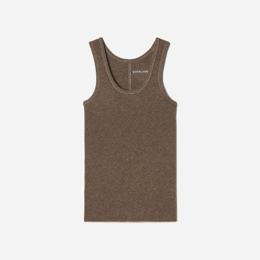 The Pima Micro-Rib U-neck Tank | Heathered Fatigue
