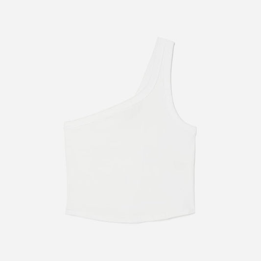 The Ribbed One-Shoulder Tank | White