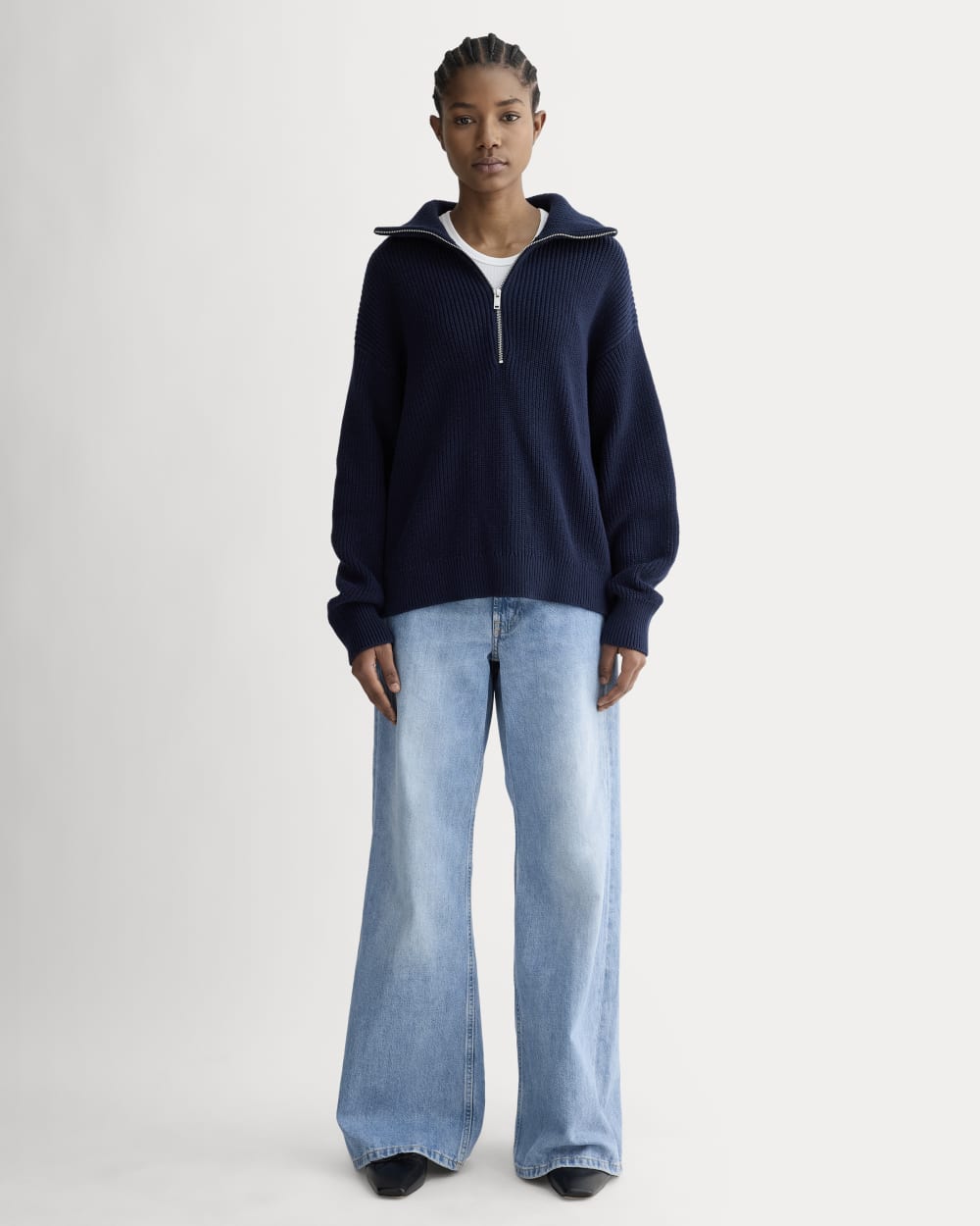 The Half-Zip in Everyday Cotton | Navy