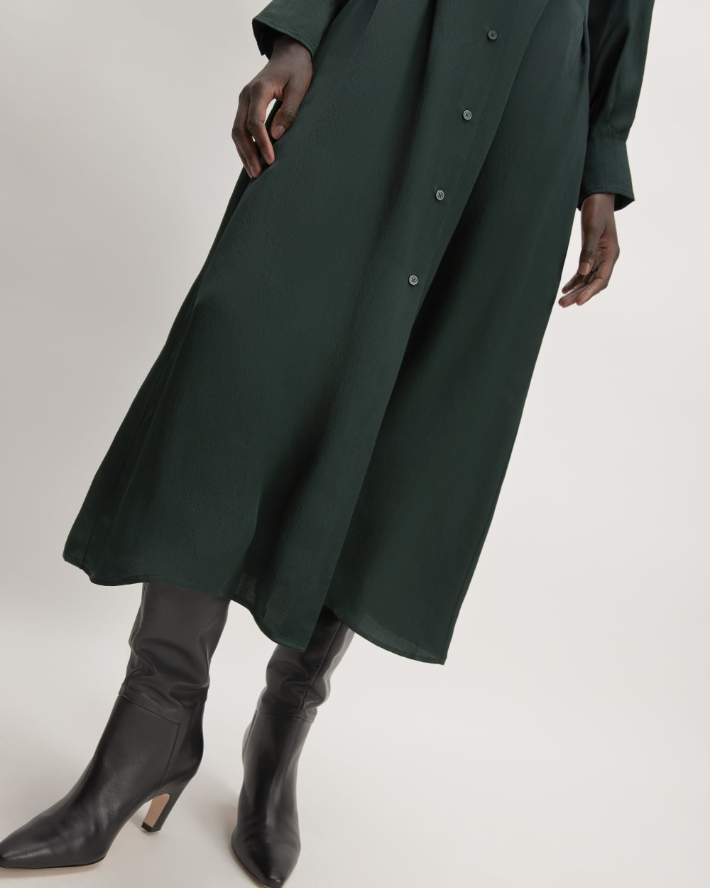 The Hammered Satin Shirt Dress | Scarab