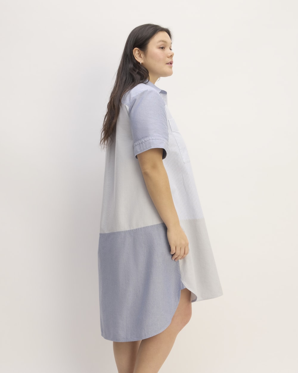 The Everlane x Marques' Almeida Patchwork Daytripper Dress | Blue Stripe Patchwork