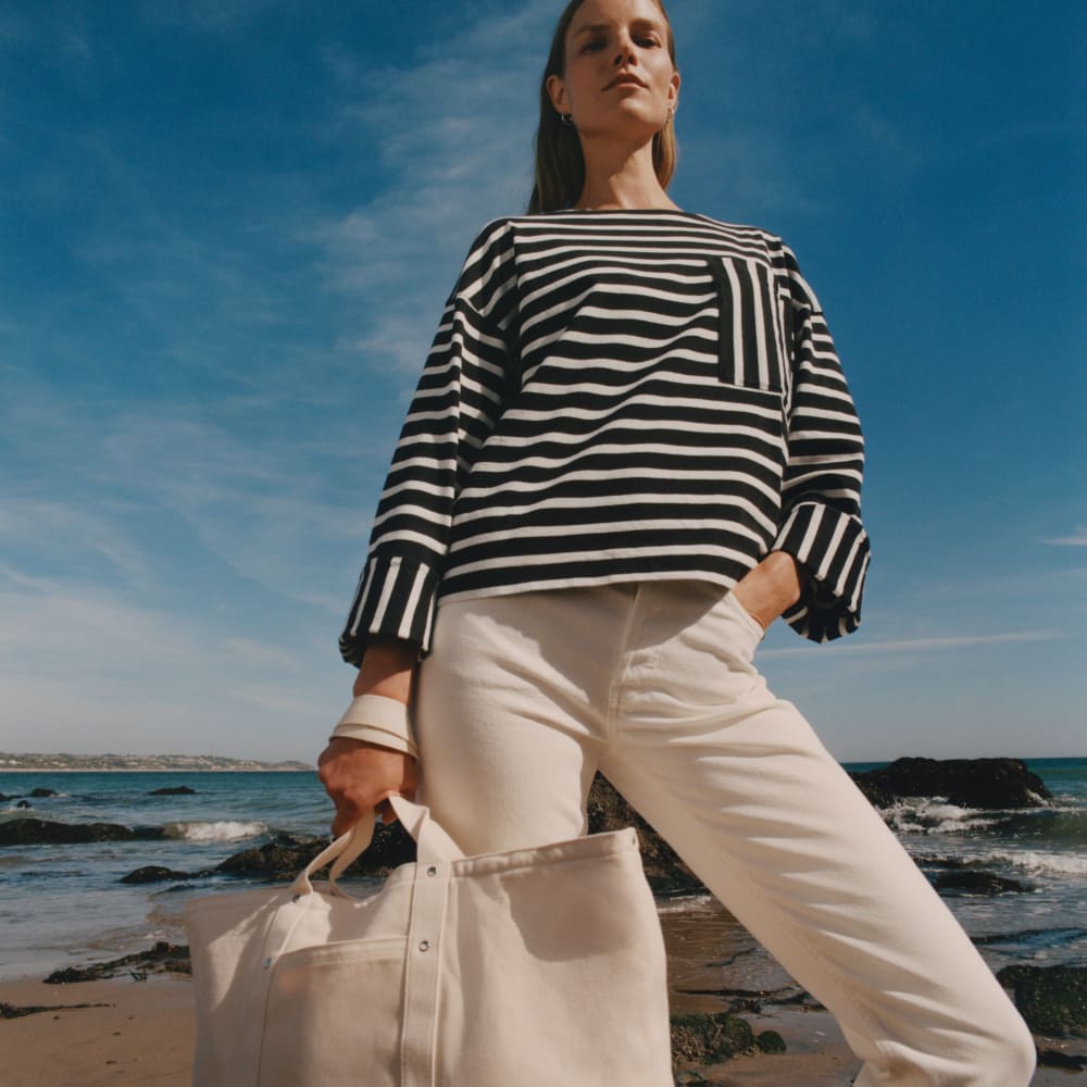 The Premium Weight Oversized Pocket Tee | Black / Canvas Tan