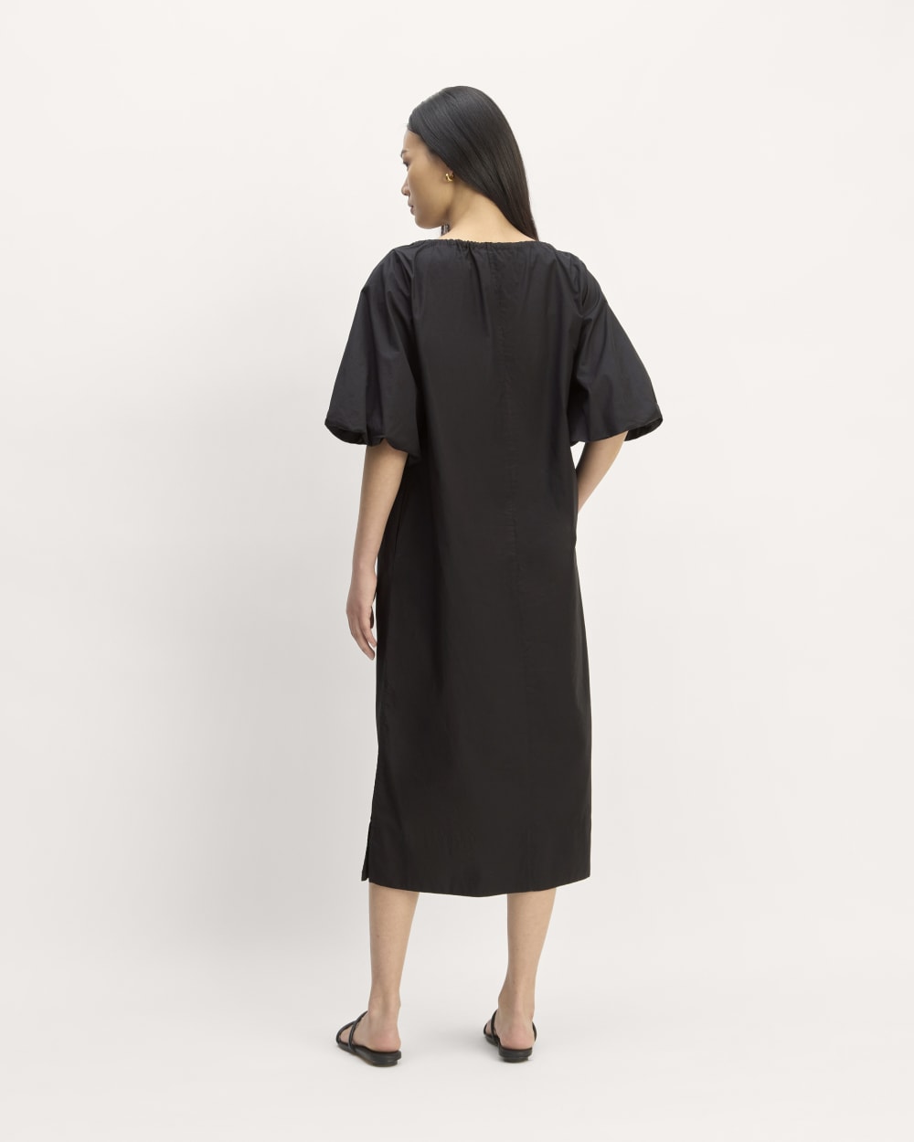 The Supima® Puff-Sleeve Dress | Black
