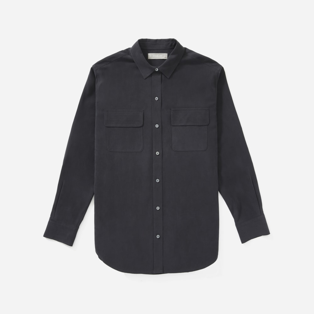 The Washable Silk Relaxed Shirt  | Washed Black