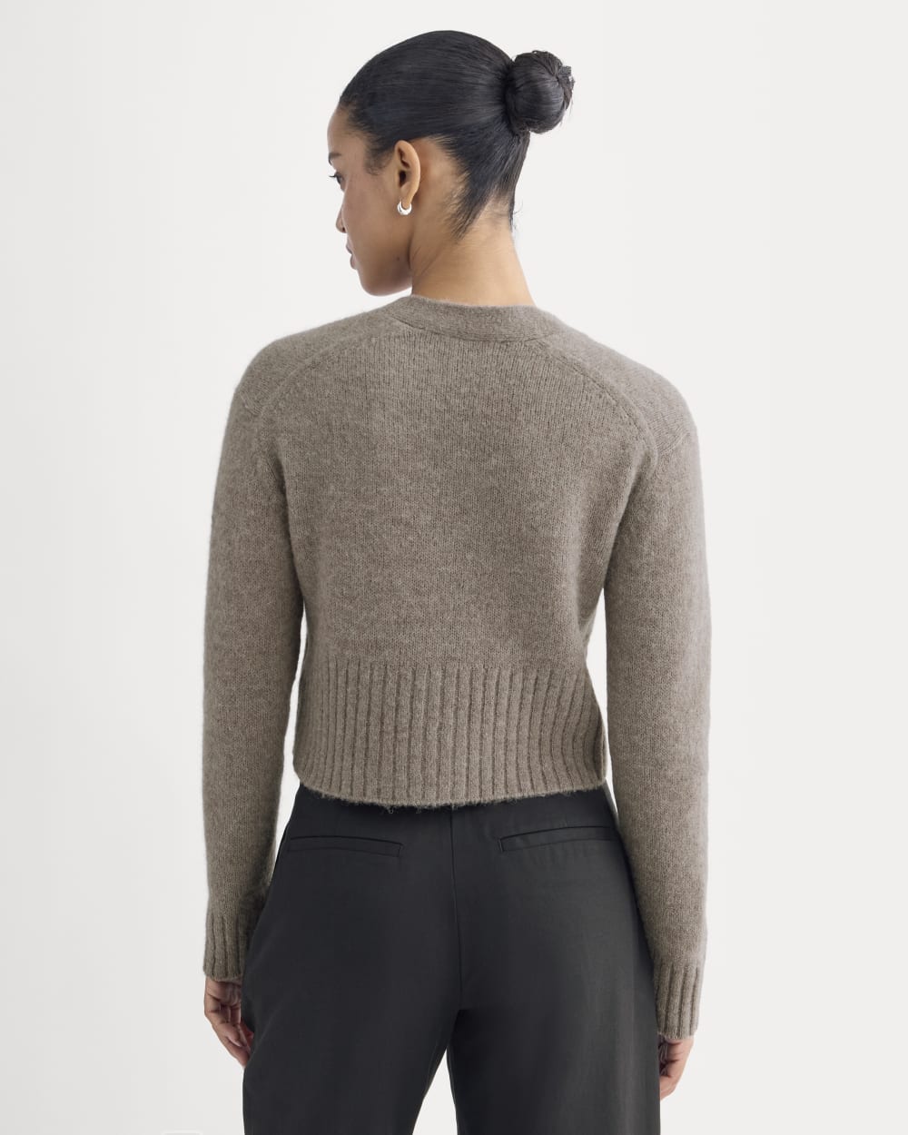 High V Cropped Cardigan in Alpaca | Taupe Melange