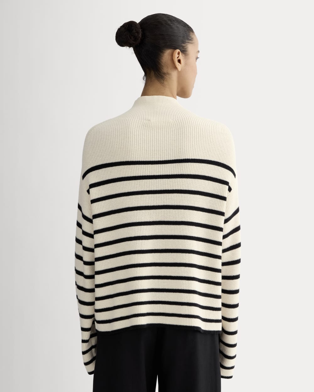 The Slouchy Funnel Neck in Everyday Cotton | Canvas / Black