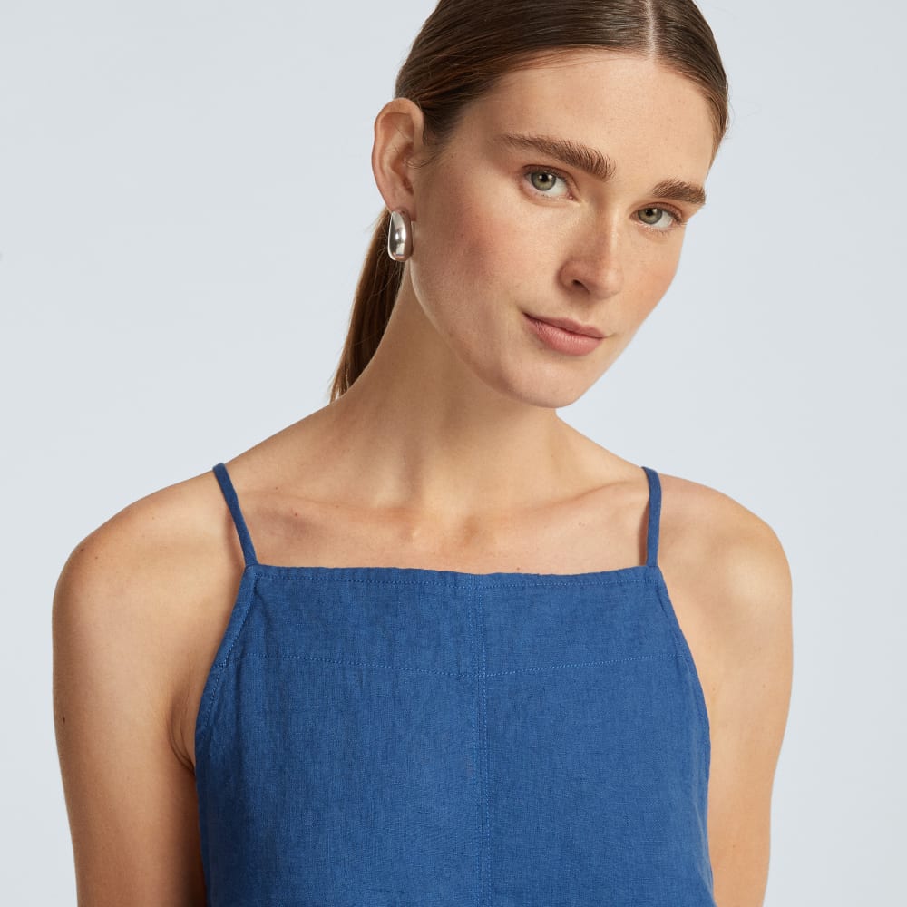 The Linen Apron Dress | Deep Blue