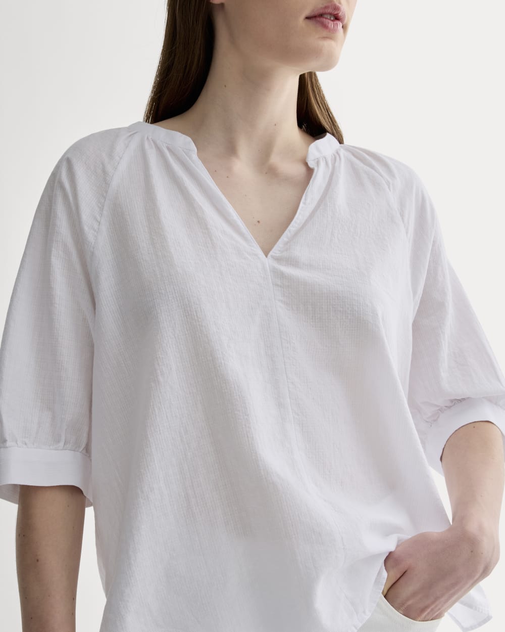 The Gauze Gathered Top | White