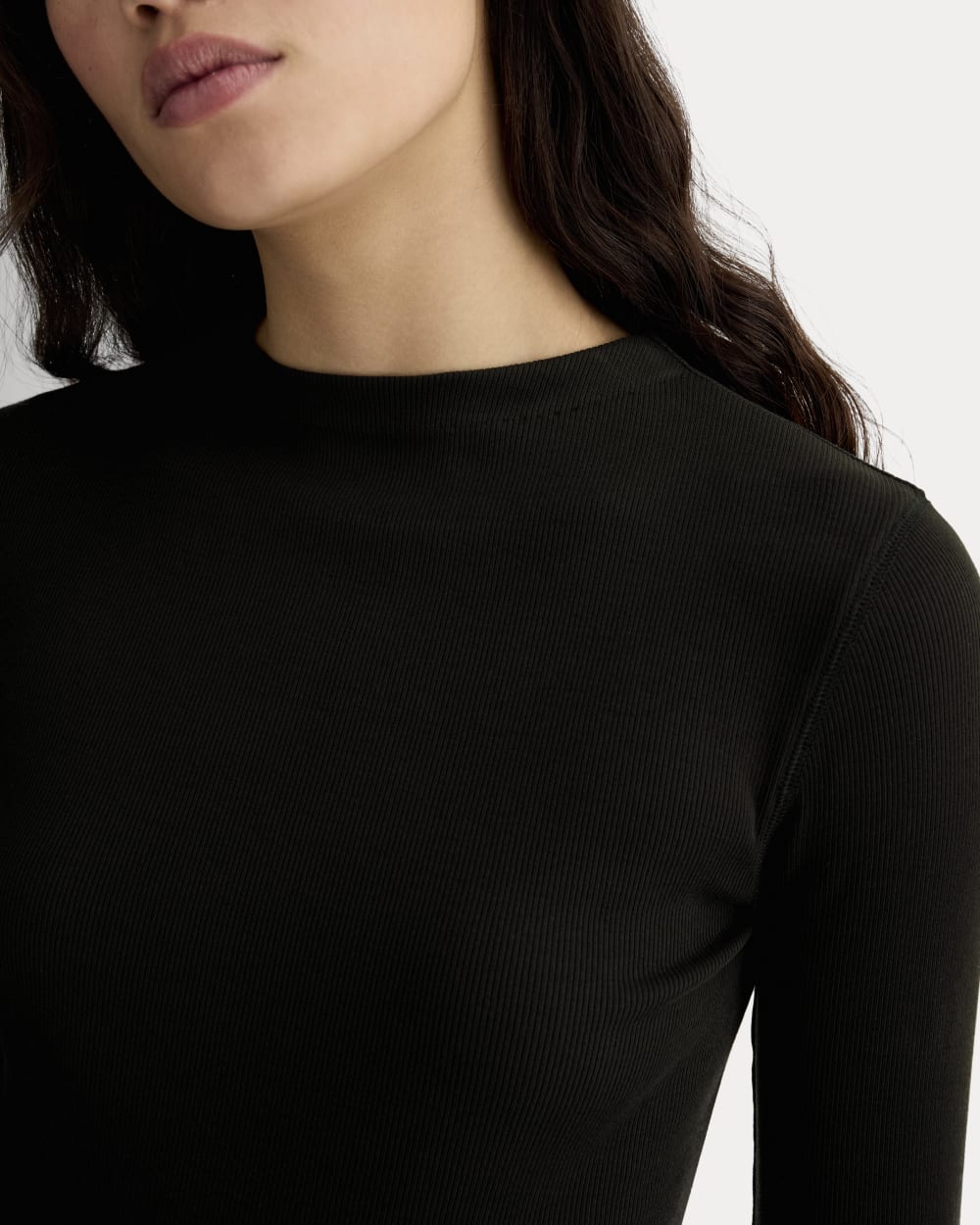 The Luxe Rib Funnel-Neck Tee | Black