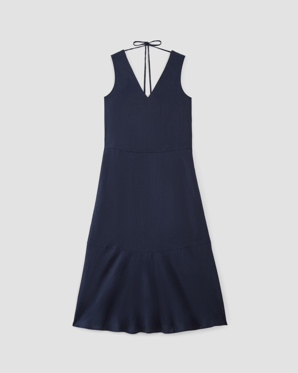 The Linen V-Neck Maxi Dress | Navy