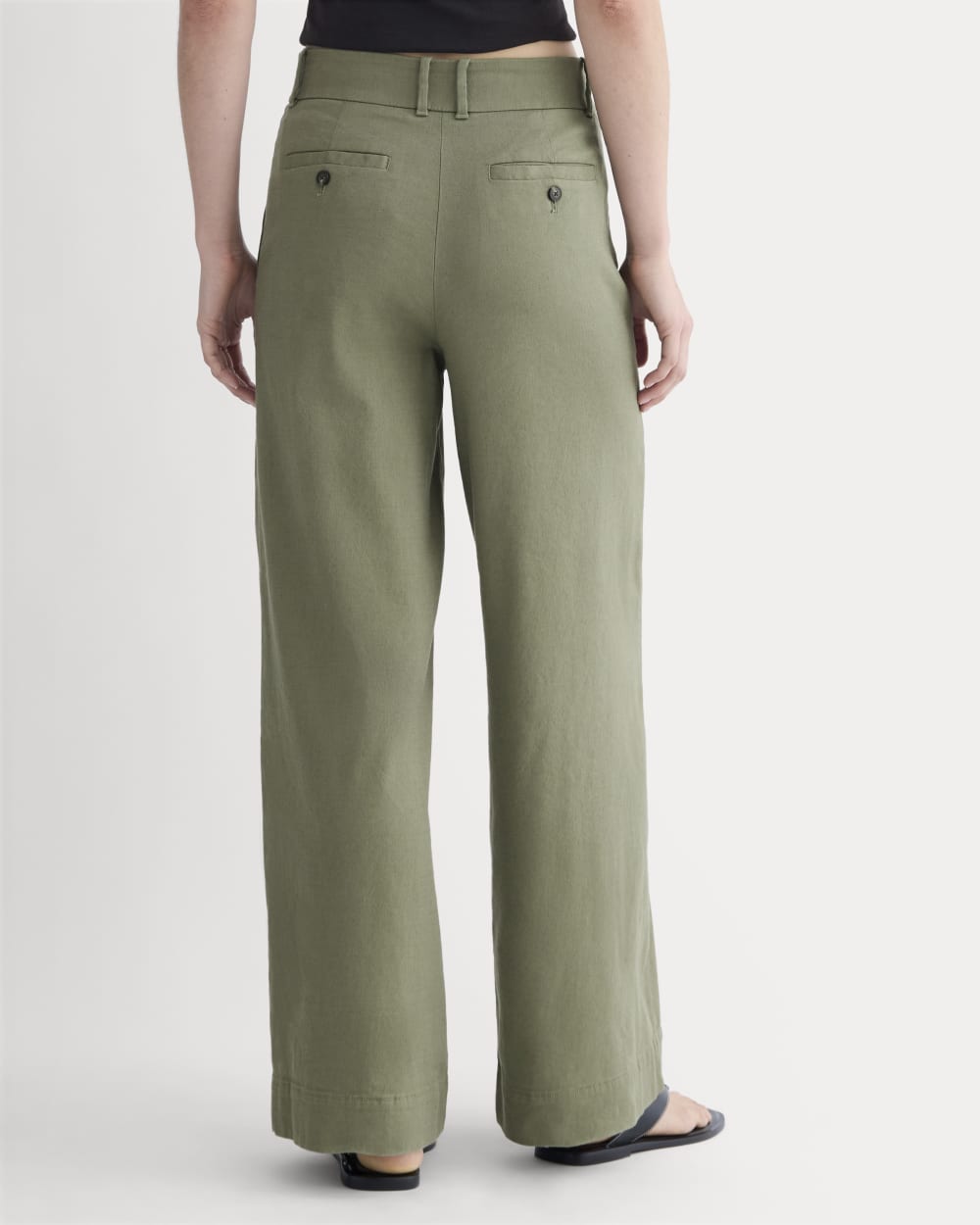 The Wide-Leg Pant in Stretch Linen | Lichen Green