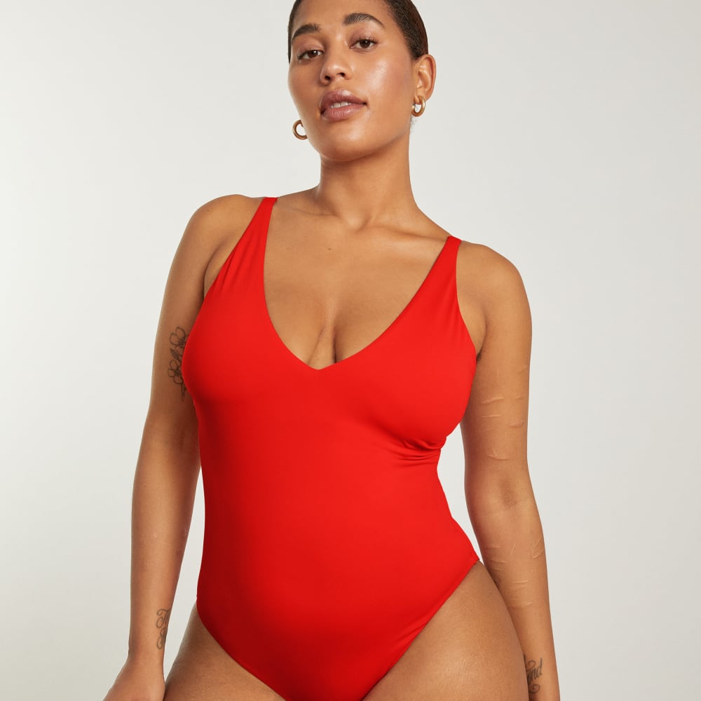 The V-Neck One-Piece | Bright Red