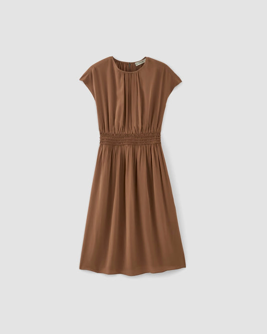The Gathered Midi Dress | Carob Brown