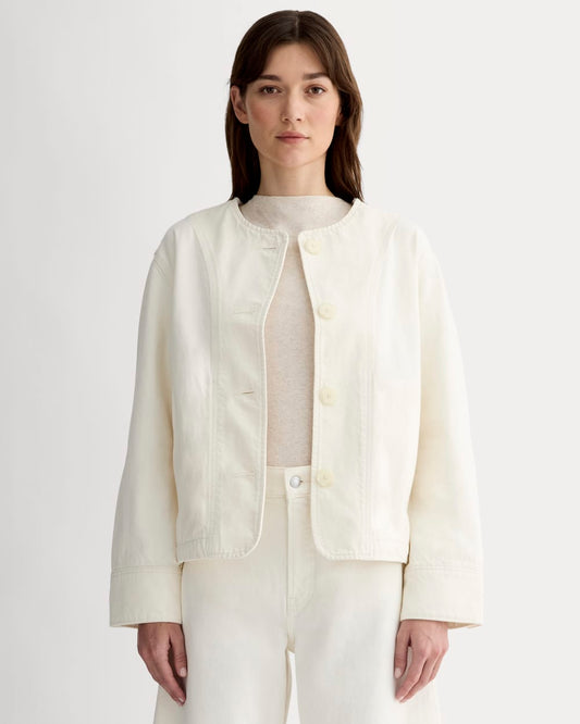 The Denim Barrel Jacket | Calico Ecru