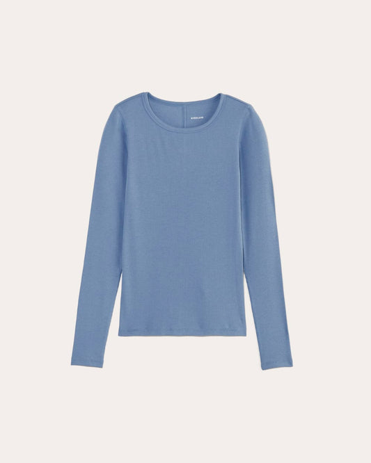 The Luxe Rib Long-Sleeve Crew | Bluebell