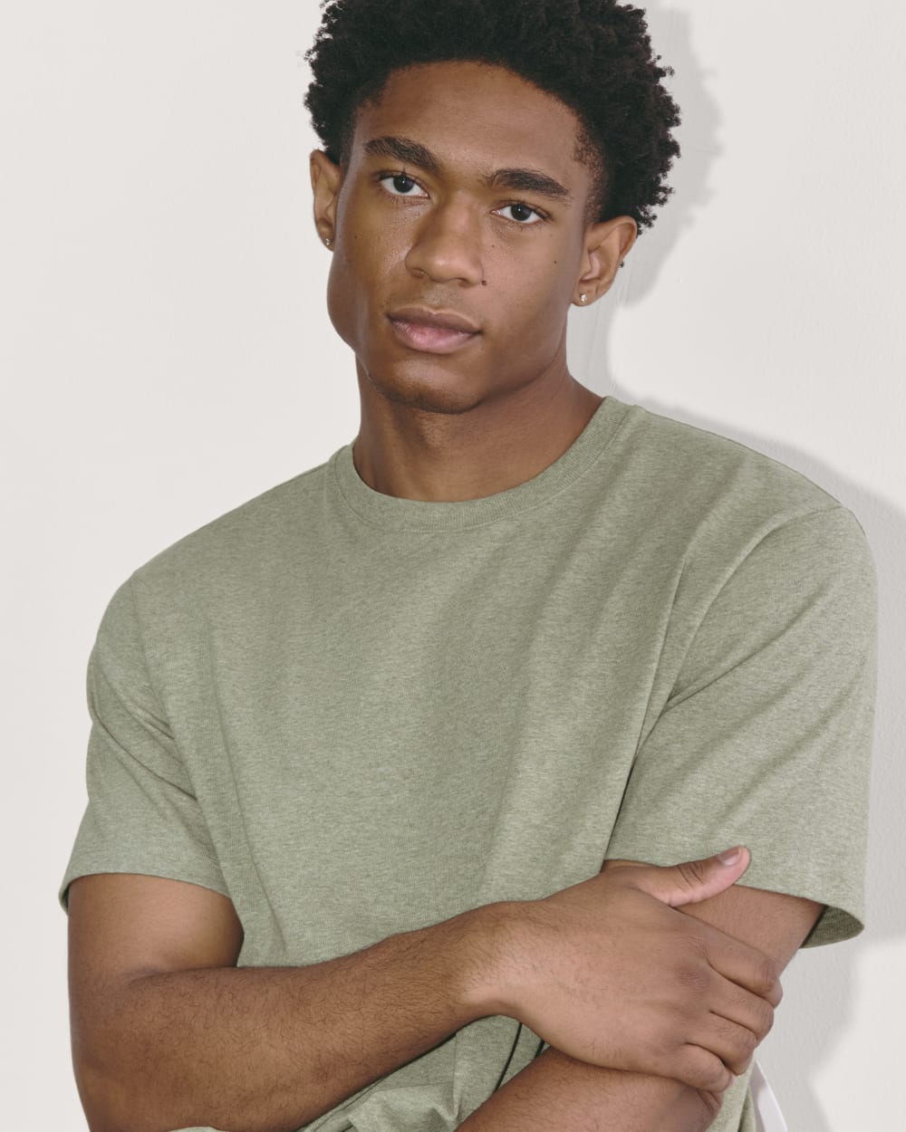 The Premium-Weight Relaxed Crew | Uniform | Heather Sage Green