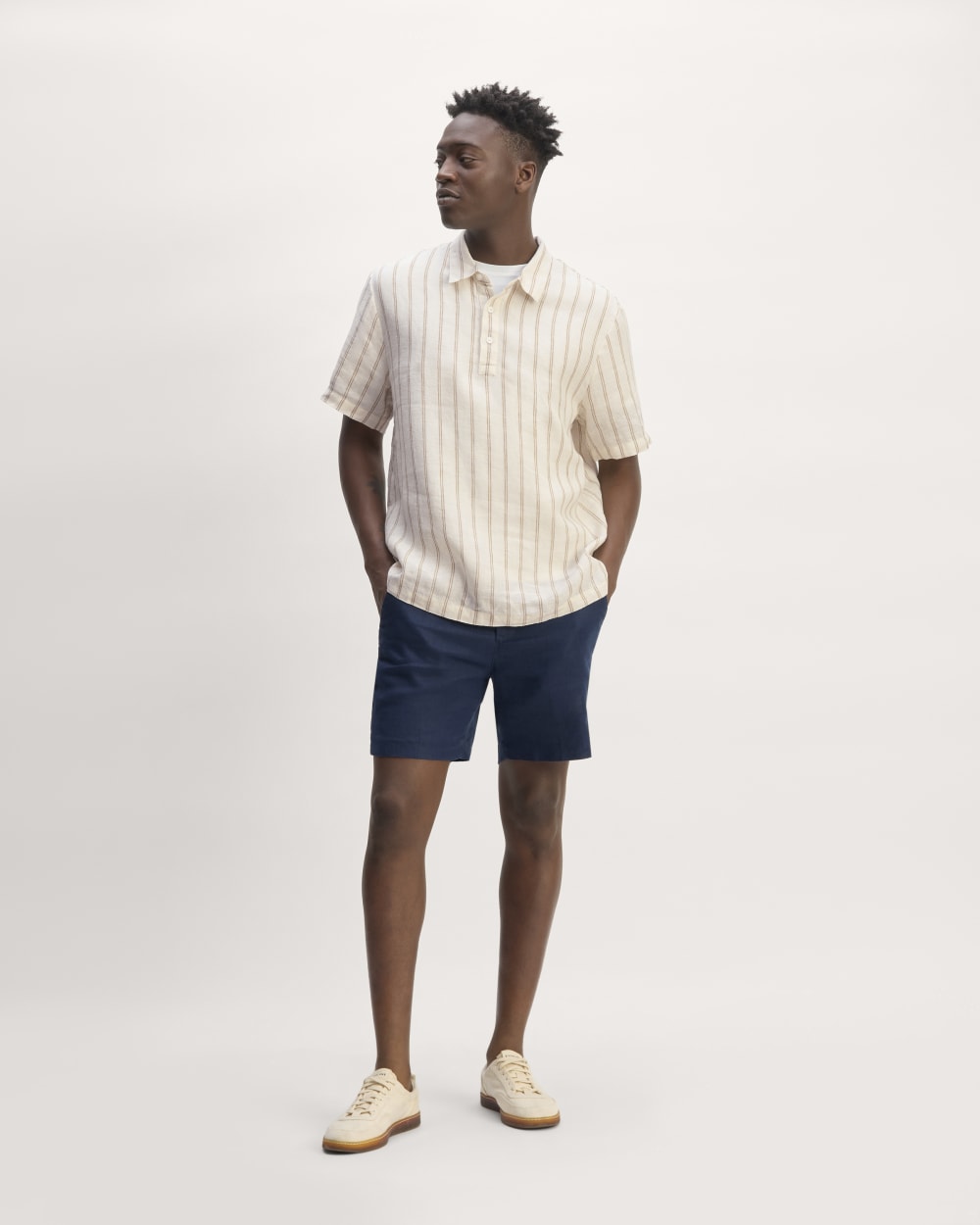 The Linen Short-Sleeve Popover Shirt | Bone / Cornstalk