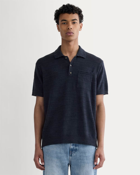 The Cotton Linen Polo | Navy