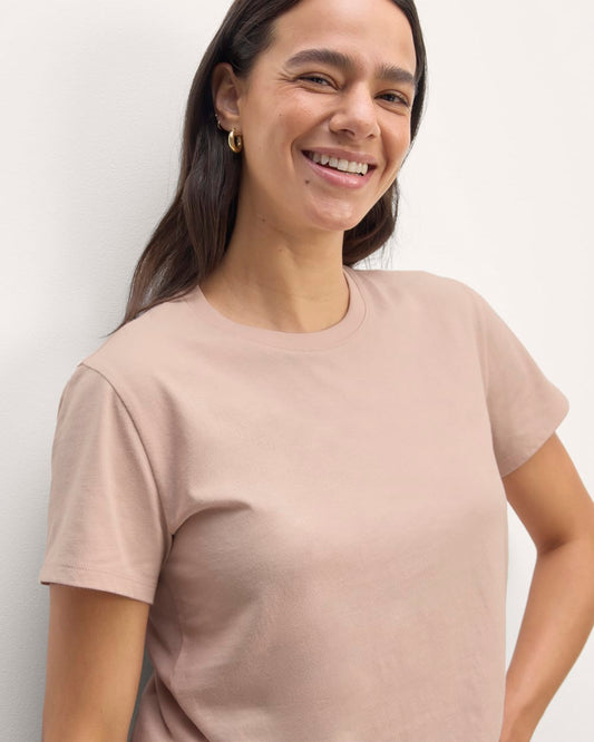 The Box-Cut Tee in Essential Cotton | Rose Smoke  | No Pocket