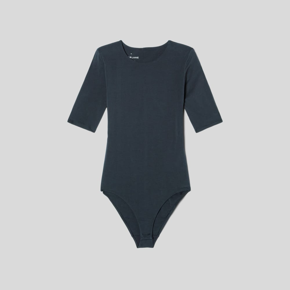 The Short-Sleeve Crew Neck Bodysuit | Black | Bikini