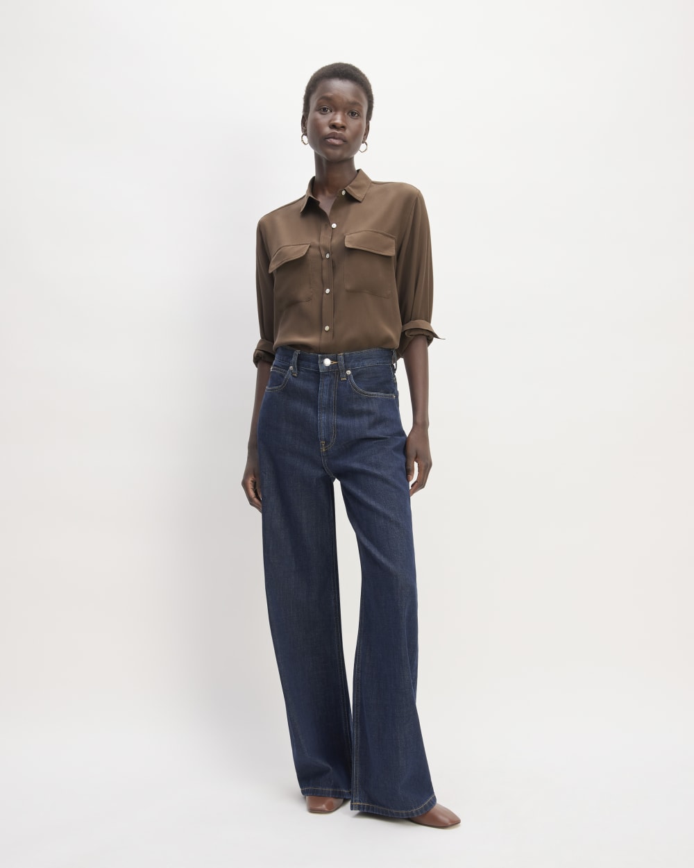 The Utility Shirt in Washable Silk | Cocoa
