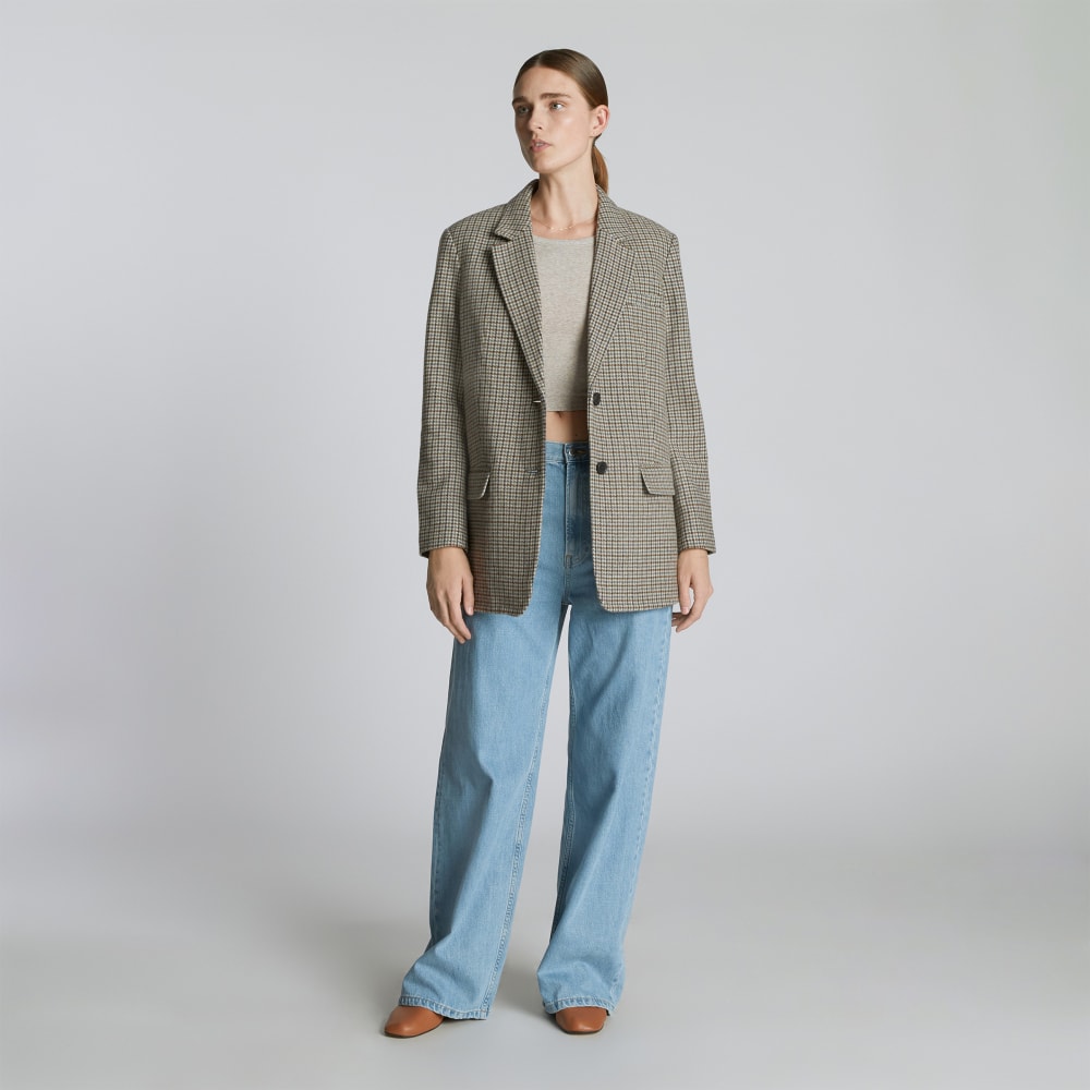 The Oversized Blazer in Wool | Pewter Houndstooth
