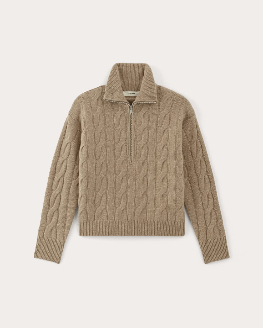 The Cable Half-Zip in Luxe Merino | Oat Melange