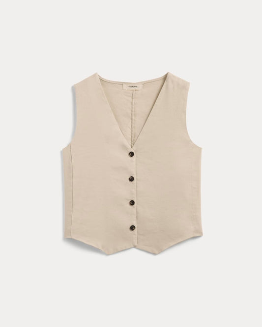 The Vest in Stretch Linen | Birch