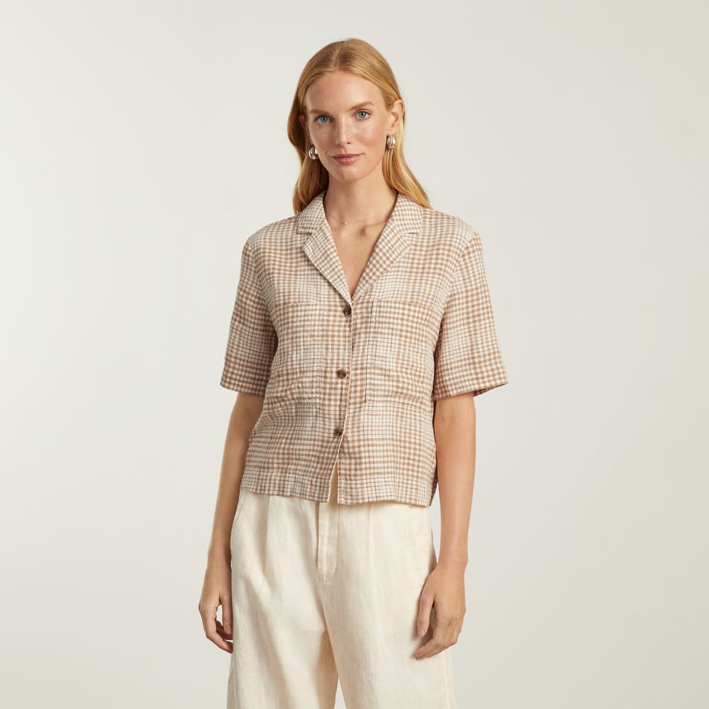 The Linen Workwear Shirt | Iced Coffee Grid