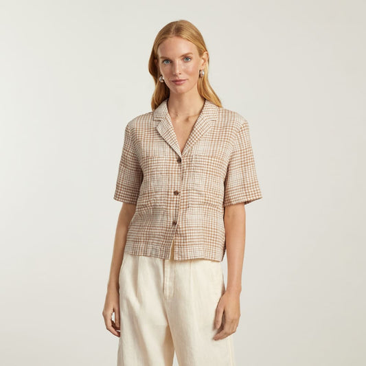 The Linen Workwear Shirt | Iced Coffee Grid