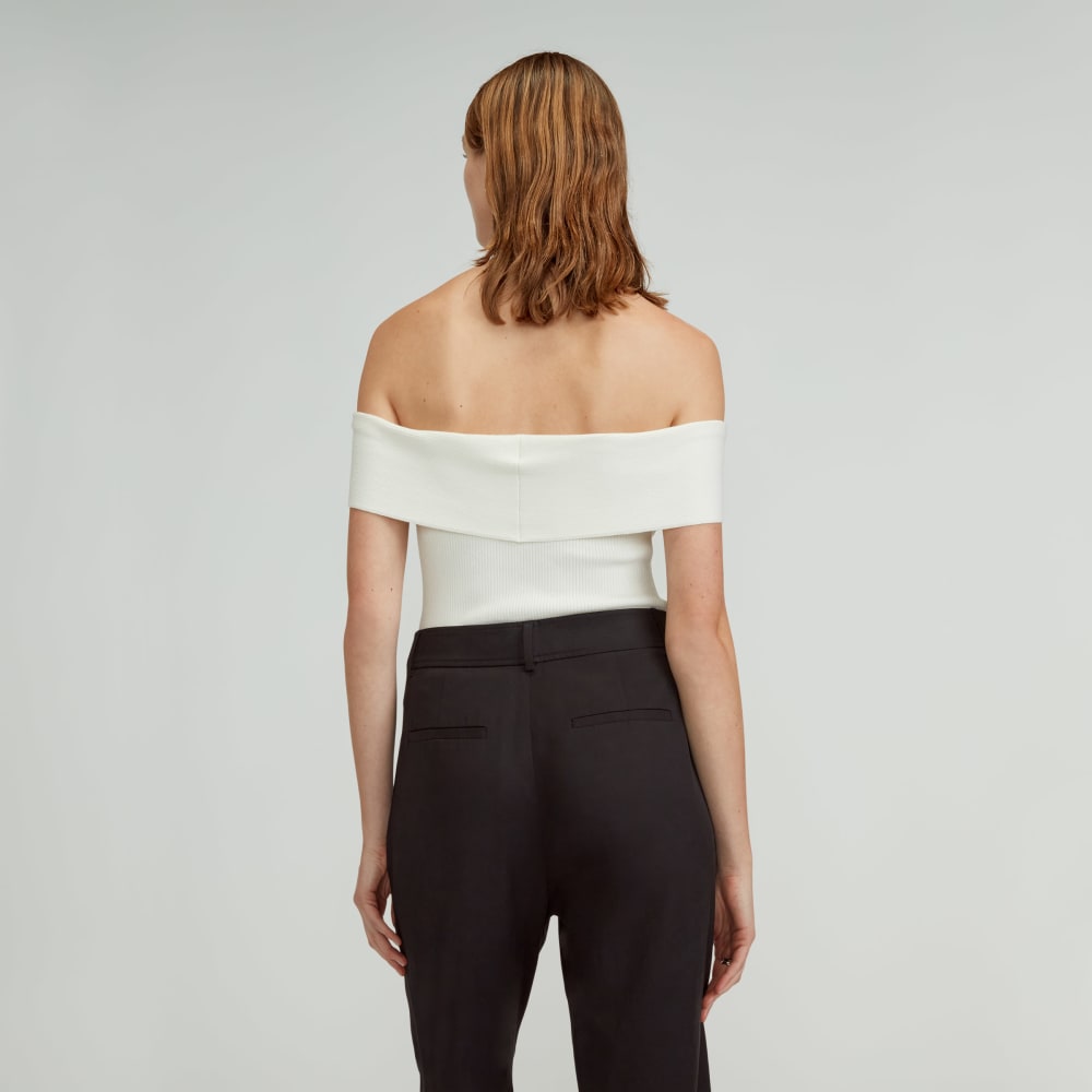 The Ribbed Cotton Off-The-Shoulder Top | Bone