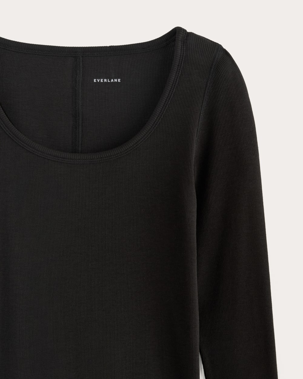 The Luxe Rib Long-Sleeve Scoop-Neck Tee | Black