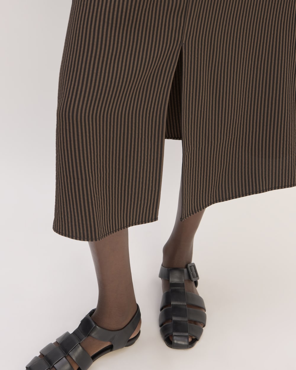 The Mini Jacquard Stripe Slip Skirt | Cocoa / Black